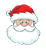 A cartoon of santa clause wearing a red hat.