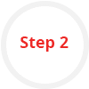 A white circle with the word step 2 in red.